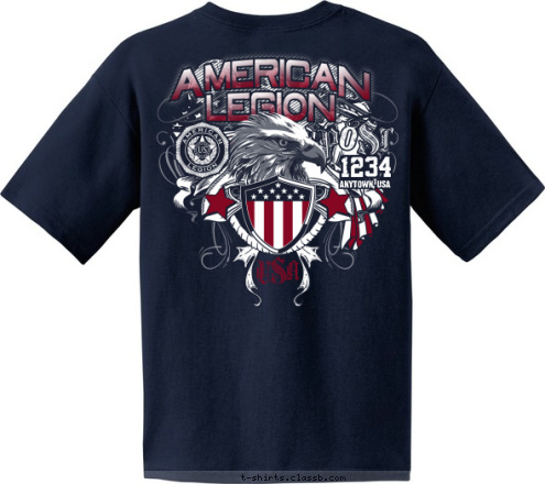 ANYTOWN, USA AMERICAN LEGION
 1234 POST 1234
 USA T-shirt Design 