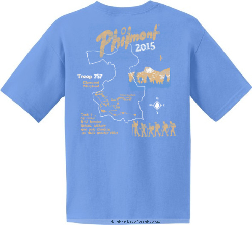 Troop 757
Glenwood, Maryland 757 Troop 2015 Glenwood
Maryland Trek 9
64 miles
B-52 bomber
fishing, archery
spar pole climbing
.50 black powder rifles
 T-shirt Design 