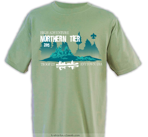 ANYTOWN, USA TROOP 123 2015 NORTHERN TIER HIGH ADVENTURE T-shirt Design 