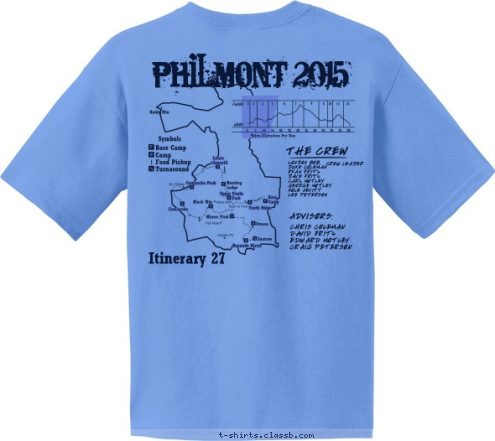 PHILMONT 2015 TREK 712 THE CREW LONDON BOB,
DUKE COLEMAN
RYAN FRITZ
DAVE FRITZ
CARL MOTLEY
GEORGE MOTLEY
KOLE NEVITT
LEE PETERSON CREW LEADER ADVISORS: CHRIS COLEMAN
DAVID FRITZ
EDWARD MOTLEY 
CRAIG PETERSON Itinerary 27 omaha, ne TROOP 308 T-shirt Design 