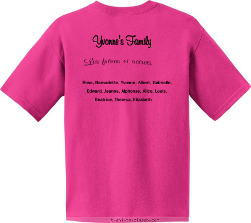 Les frères et sœurs Beatrice, Theresa, Elizabeth Edward, Jeanne, Alphonse, Alice, Louis,  Rose, Bernadette, Yvonne, Albert, Gabrielle,  George Yvonne's Family


 Victoria Reunion 2015 Bissonnette T-shirt Design 