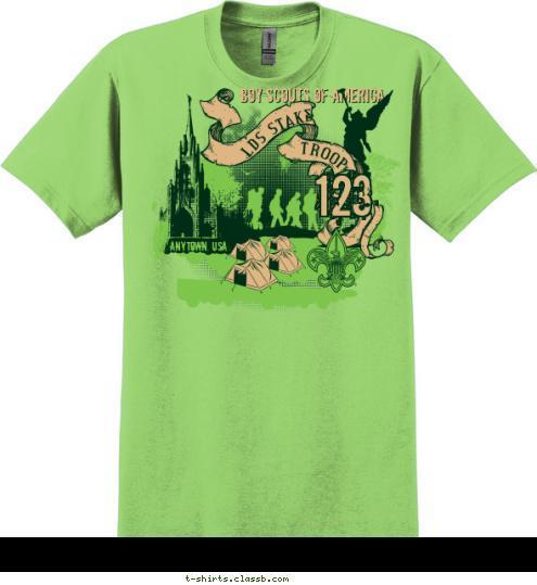 123 TROOP LDS STAKE ANYTOWN, USA BOY SCOUTS OF AMERICA T-shirt Design 