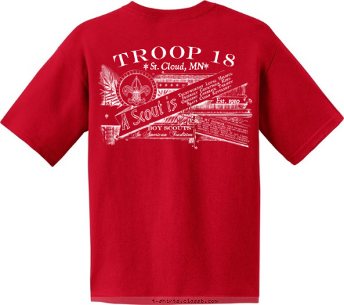 TROOP 18 St. Cloud, MN TROOP 18 St. Cloud, MN Est. 1910 T-shirt Design 