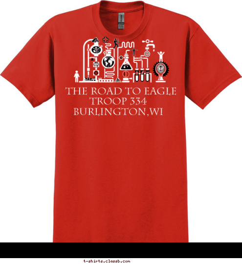 Troop 334 
Burlington,WI The Road To Eagle T-shirt Design 