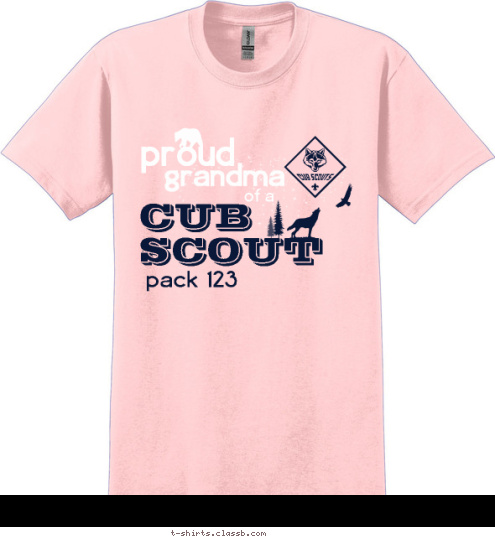 pack 123 proud
 grandma of a  CUB
SCOUT T-shirt Design 