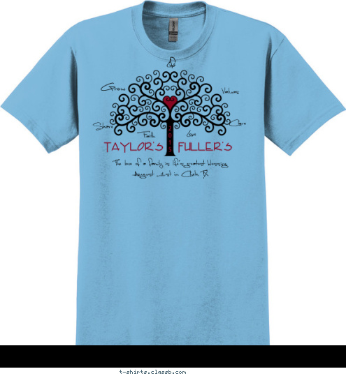 August 1st in Clute, TX 2
0
1
5 Fuller's Taylor's The love of a family is life's greatest blessing. Values Care Love Faith Share Grow Life T-shirt Design 