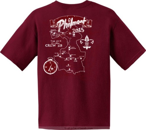  PHILMONT Troop 123       Anytown, USA 2015 Cavalcade 2015 CREW 328 73 miles Trek 5A-N T-shirt Design 