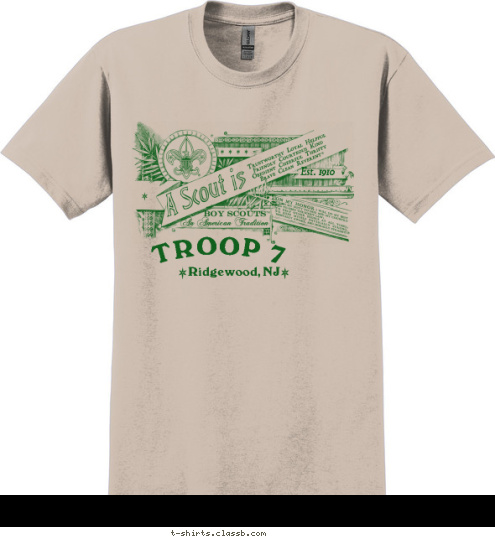 TROOP 7 Ridgewood, NJ Est. 1910 T-shirt Design 