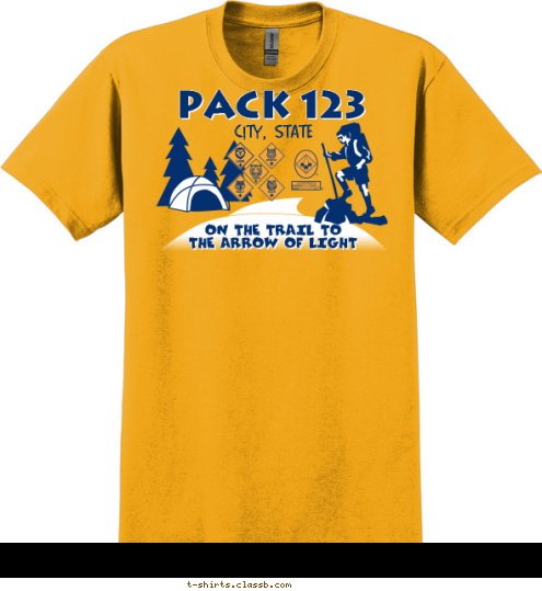 PACK 123 city, state ON THE TRAIL TO
THE ARROW OF LIGHT
 T-shirt Design SP49