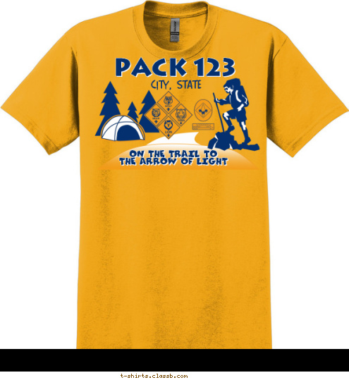 PACK 123 city, state ON THE TRAIL TO
THE ARROW OF LIGHT
 T-shirt Design SP49