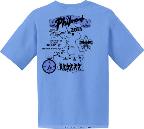 CREW 726-J 2015 2015 2015 Downers Grove, IL TROOP 57 75 miles Itinerary 20 T-shirt Design 