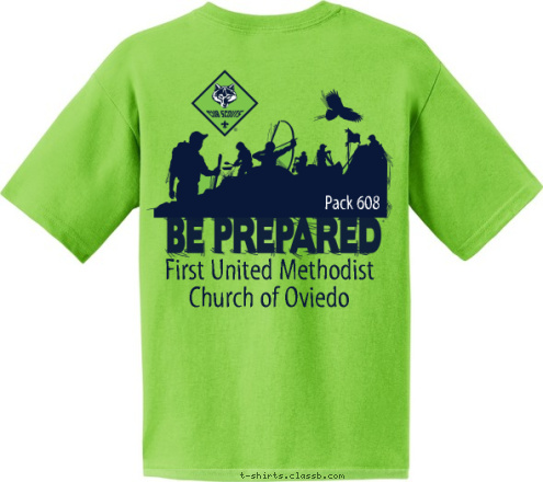 Oviedo, FL New Text First United Methodist Church of Oviedo Pack 608 T-shirt Design 