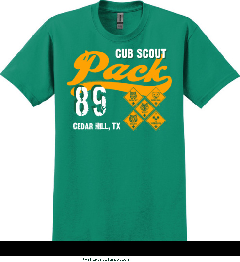 Cedar Hill, USA 89 Cedar Hill, TX Cedar Hill, TX PACK 89 CUB SCOUT T-shirt Design 