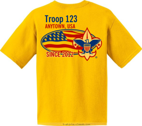 SINCE 2012 ANYTOWN, USA Troop 123 T-shirt Design 