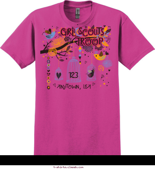 Anytown, Usa 123 Troop Girl Scouts T-shirt Design 