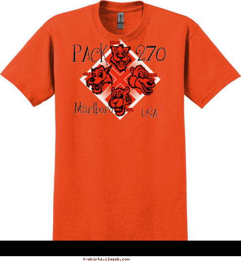 USA Marlboro 270 PACK TIGER WOLF BEAR BOBCAT T-shirt Design 