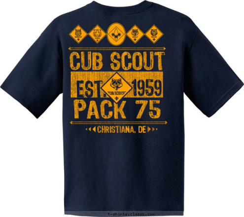 Your text here! CHRISTIANA, DE PACK 75 1959 CHRISTIANA, DE EST. PACK 75 CUB SCOUT T-shirt Design 