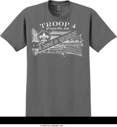 TROOP 4 Vestavia Hills, AL Est. 1957 T-shirt Design 