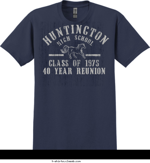 40 YEAR REUNION CLASS OF 1975 HIGH SCHOOL Huntington T-shirt Design 