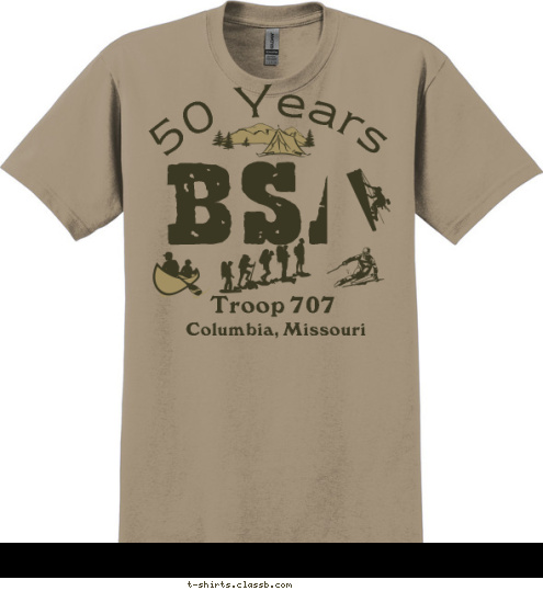 50 Years  BSA Columbia, Missouri Troop 707 T-shirt Design 