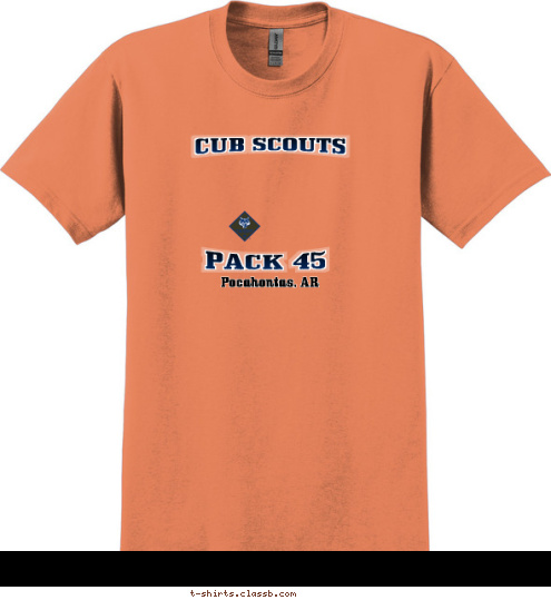 Cub Scout Pack 45
Soaring high to new and fun beginnings.   Pocahontas, AR PACK 45 CUB SCOUTS T-shirt Design 