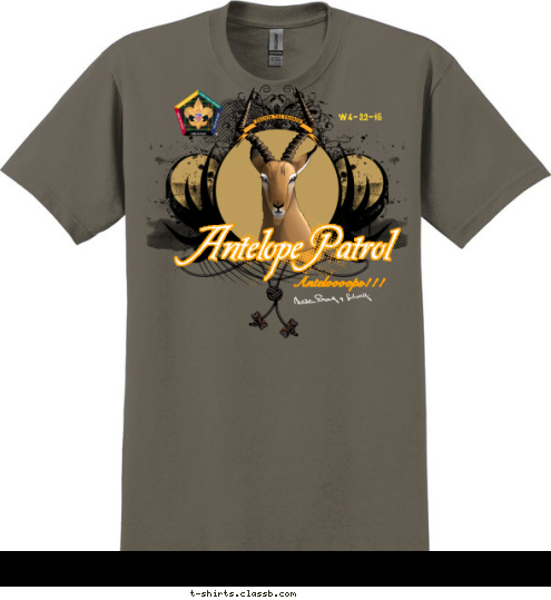 W4-32-15 Anteloooops!!! Antelope Patrol T-shirt Design 