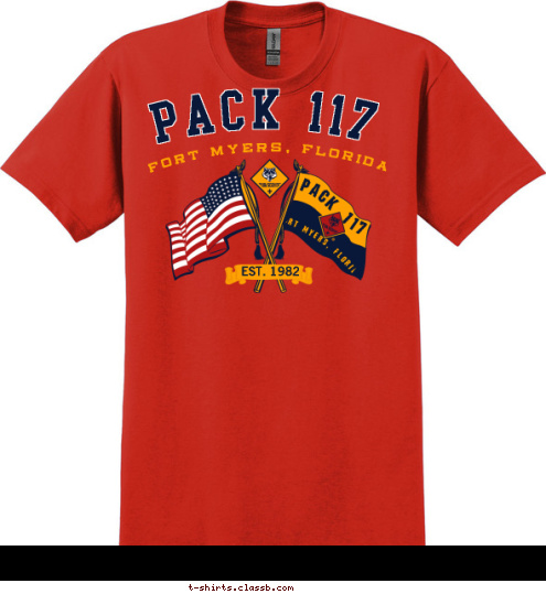 PACK 117 FORT MYERS, FLORIDA EST. 1982 PACK 117  FORT MYERS, FLORIDA T-shirt Design 