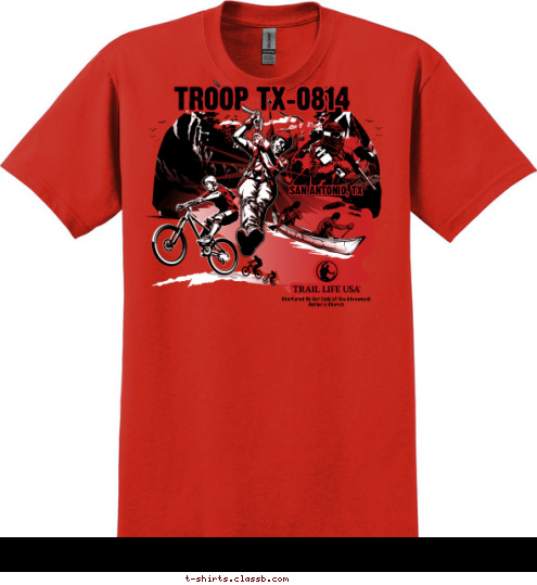Chartered By Our Lady of the Atonement
Catholic Church SAN ANTONIO, TX TROOP TX-0814 T-shirt Design 