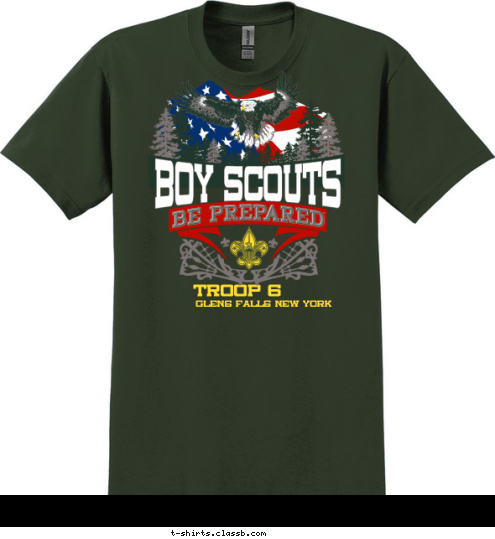 New Text BOY SCOUTS TROOP 6 Glens Falls New York T-shirt Design 