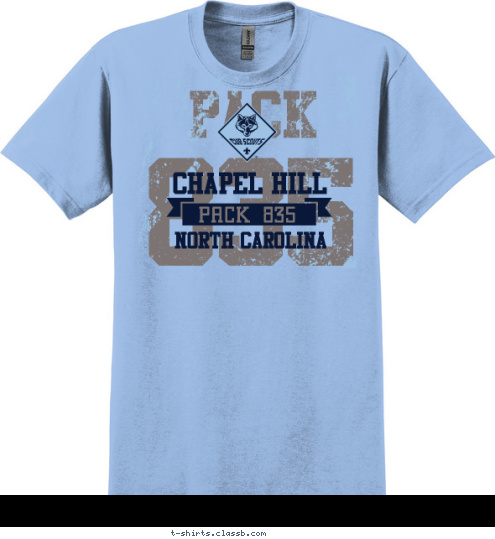 EST.       1910 CUB SCOUT Chapel Hill North Carolina PACK 835 835 PACK T-shirt Design 