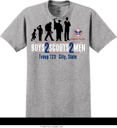 2 2 BOYS   SCOUTS   MEN Troop 123   City, State T-shirt Design SP6315