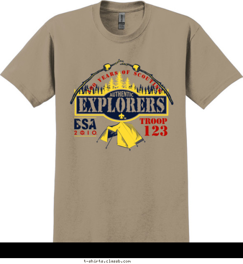 ANYTOWN, USA TROOP 123 100 Years of Scouting T-shirt Design 