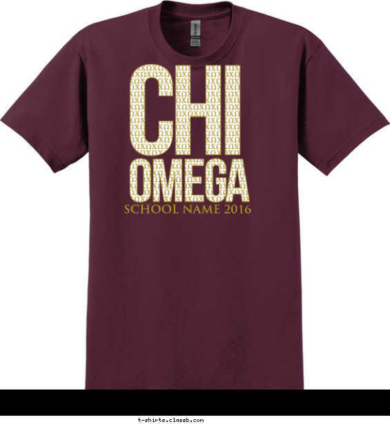 Chi Omega Block Text Pattern T-shirt Design