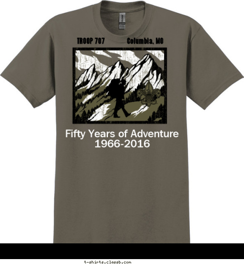 Fifty Years of Adventure
1966-2016 Columbia, MO TROOP 707 T-shirt Design 