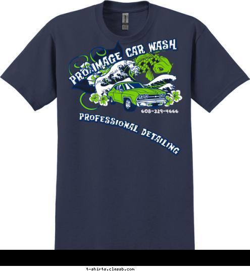 Car Wash and Detailing 608-329-4666 Professional Detailing Pro Image Car Wash T-shirt Design 