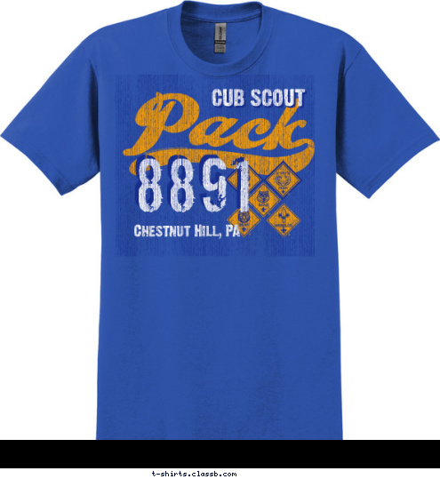 8891 Chestnut Hill, PA CUB SCOUT T-shirt Design 