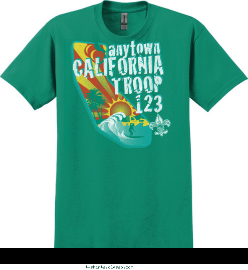 123 anytown TROOP CALIFORNIA T-shirt Design 