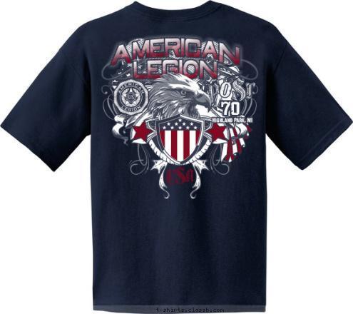 Highland Park, MI AMERICAN LEGION
 70 POST 70
 USA T-shirt Design 