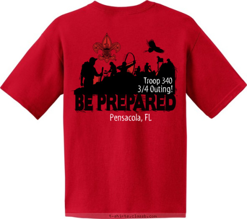 3/4 0uting! Pensacola, FL Troop 340 T-shirt Design 