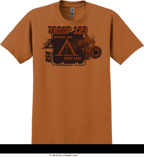 ANYTOWN, USA BSA Troop 123 Since 1910 T-shirt Design 