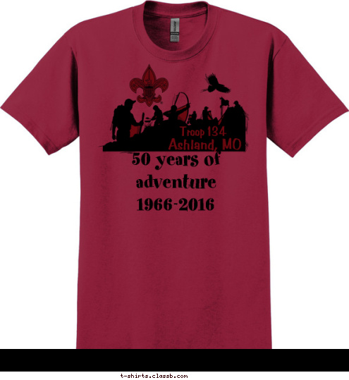 50 years of adventure
1966-2016 Troop 134 Ashland, MO T-shirt Design 