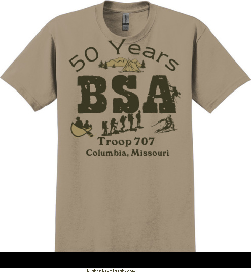 50 Years  BSA Columbia, Missouri Troop 707 T-shirt Design 