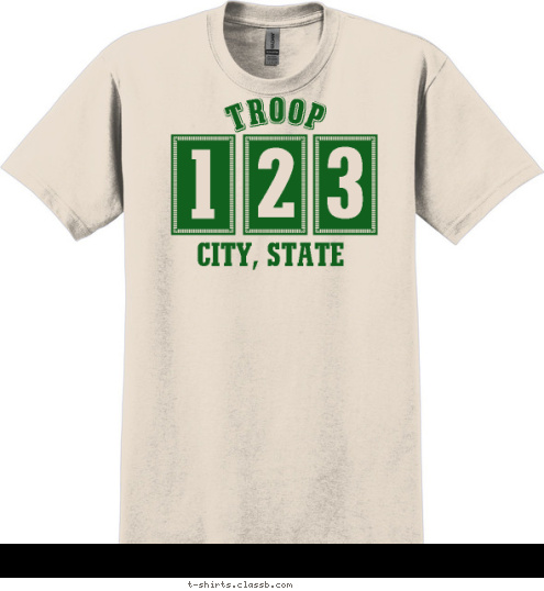 3 2 1 CITY, STATE  TROOP T-shirt Design SP255