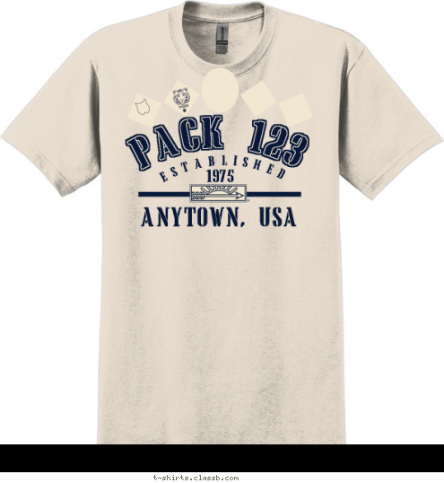 ANYTOWN, USA PACK 123 ESTABLISHED 1975 T-shirt Design 