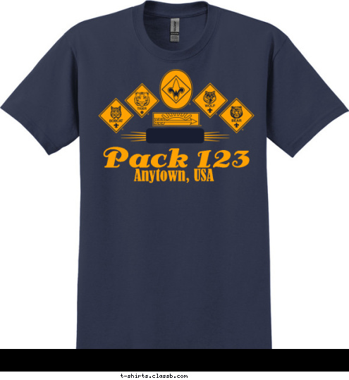 Anytown, USA Pack 123 Cub Scout  T-shirt Design 