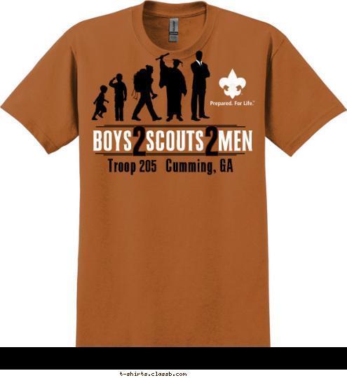 2 2 BOYS   SCOUTS   MEN Troop 205   Cumming, GA T-shirt Design 