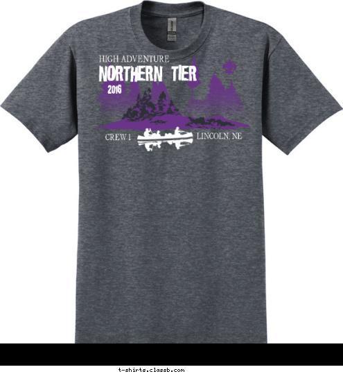 LINCOLN, NE CREW 1 2016 NORTHERN TIER HIGH ADVENTURE T-shirt Design 