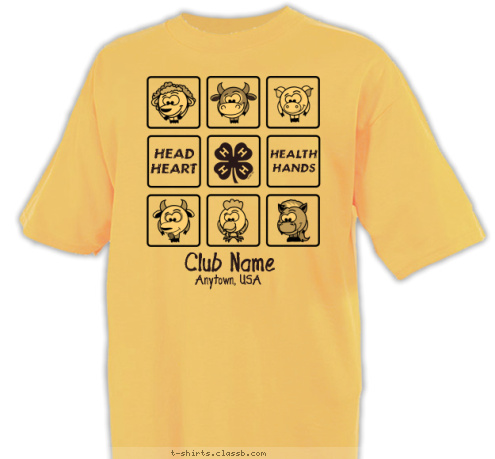 Club Name Anytown, USA HEAD
HEART HEALTH
HANDS T-shirt Design 