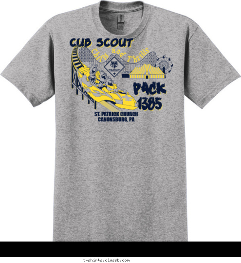 ST. PATRICK CHURCH
CANONSBURG, PA PACK
1385 CUB SCOUT T-shirt Design 