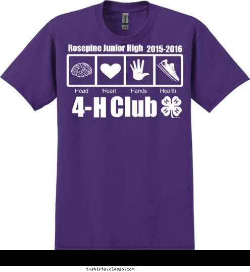 Rosepine Junior High 2015-2016 Health Hands Heart Head H 4-    Club T-shirt Design 